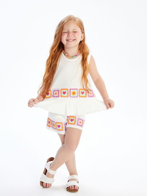 LCW Kids Çiçek Kız Çocuk Tişört ve Şort 2’li - S5RJ72Z1-FFB