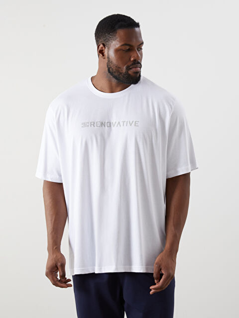 LCWAIKIKI Classic Büyük Beden Bisiklet Yaka Baskılı Penye Erkek Tişört - S5RJ82Z8-Q6K