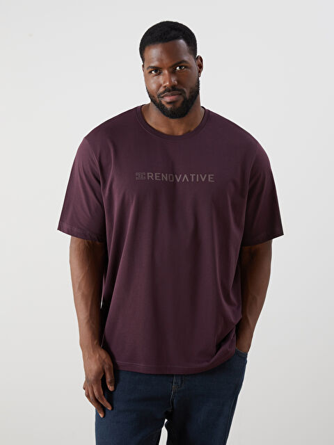 LCWAIKIKI Classic Büyük Beden Bisiklet Yaka Baskılı Penye Erkek Tişört - S5RJ82Z8-YHP