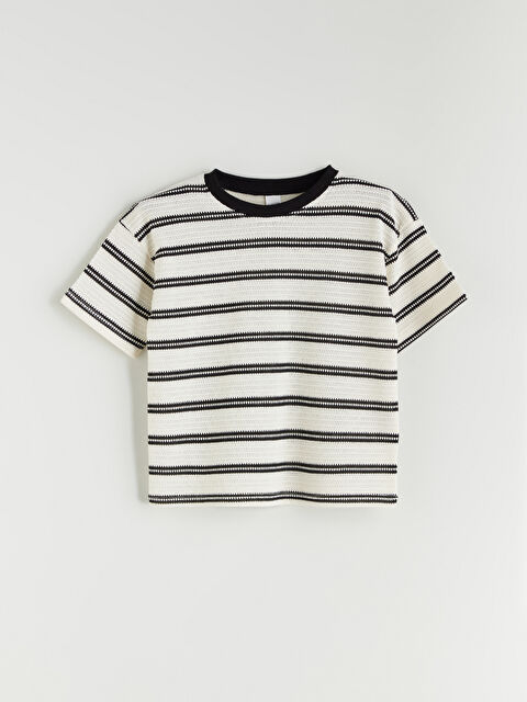 LCW Kids Bisiklet Yaka Çizgili Erkek Çocuk Tişört - S5RK14Z1-LEG
