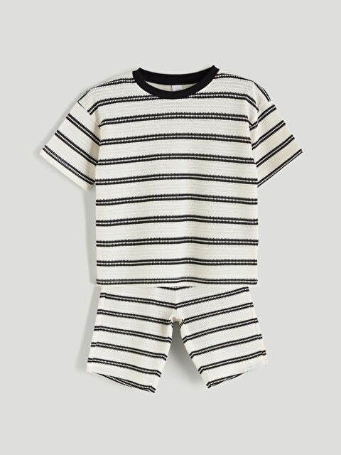 LCW Kids Çizgili Erkek Çocuk Tişört ve Şort 2'li - S5RK17Z1-LEG