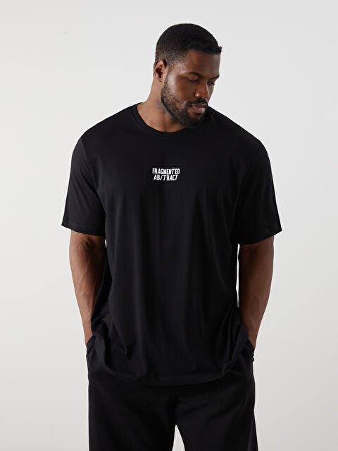 XSIDE Büyük Beden Bisiklet Yaka Kısa Kollu Baskılı Penye Erkek Tişört - S5RL23Z8-CVL