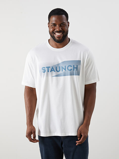 XSIDE Büyük Beden Bisiklet Yaka Baskılı Penye Erkek Tişört - S5RL24Z8-R9J