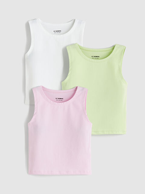 LCW Kids Bisiklet Yaka Kız Çocuk Atlet 3'lü - S5RL34Z4-R9J