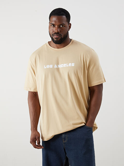 XSIDE Büyük Beden Bisiklet Yaka Los Angeles Baskılı Penye Erkek Tişört - S5RL40Z8-J5R