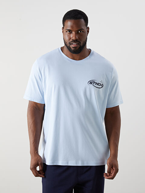 XSIDE Büyük Beden Bisiklet Yaka Baskılı Penye Erkek Tişört - S5RL41Z8-J0G