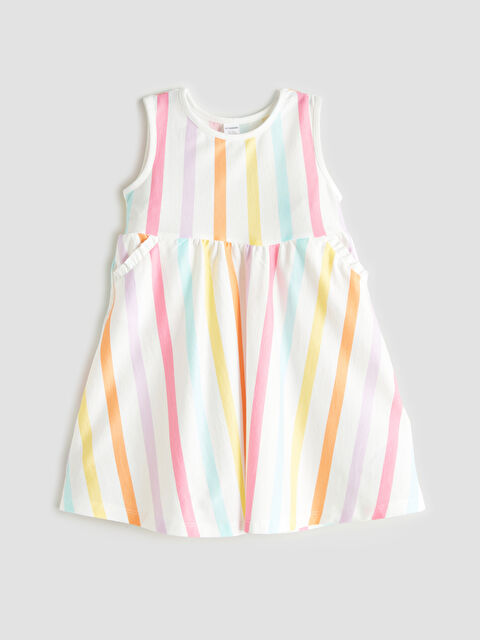 LCW Kids Bisiklet Yaka Çizgili Kız Çocuk Penye Elbise - S5RL53Z1-F9C