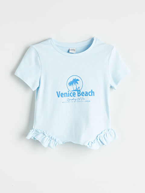 LCW Kids Bisiklet Yaka Baskılı Kız Çocuk Tişört - S5RL54Z4-QWQ