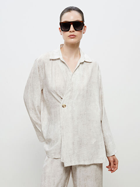 Soulife Keten Görünümlü Kadın Gömlek - S5RL85Z8-CV5