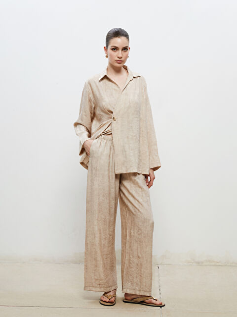 Soulife Beli Lastikli Keten Karışımlı Kadın Pantolon - S5RL86Z8-D6H