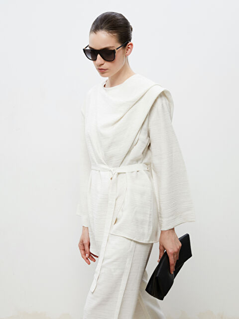 Soulife Dökümlü Yaka Keten Görünümlü Bluz - S5RL89Z8-HZZ