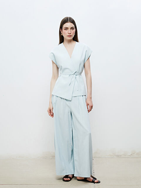 Soulife Beli Lastikli Geniş Paça Kadın Pantolon - S5RL92Z8-CSV