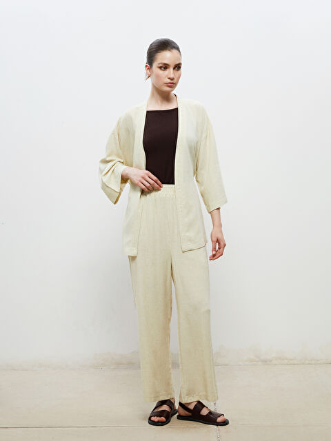 Soulife Beli Lastikli Keten Karışımlı Kadın Pantolon - S5RL94Z8-FRL