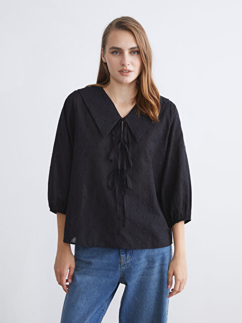 LCWAIKIKI Classic Bebe Yaka Nakışlı Fiyonklu Bluz - S5RM22Z8-CVL