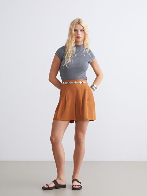 XSIDE Beli Lastikli Kadın Pileli Şort - S5RM26Z8-F8C