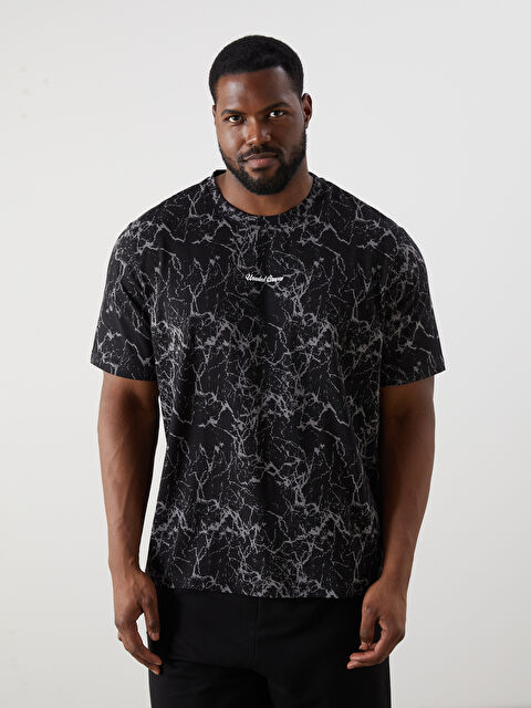 XSIDE Büyük Beden Bisiklet Yaka Desenli Penye Erkek Tişört - S5RM31Z8-CVL