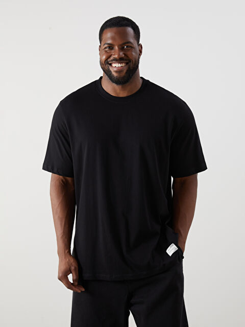 XSIDE Büyük Beden Bisiklet Yaka Penye Erkek Tişört - S5RM33Z8-CVL