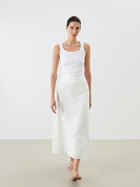 LCWAIKIKI Classic Beli Lastikli Ajurlu A Kesim Etek - S5RM60Z8-Q6K