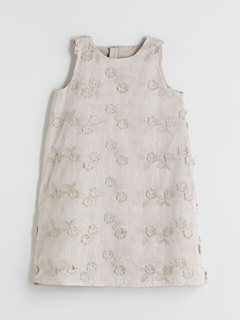 LCW Kids Bisiklet Yaka Çiçek Nakışlı Kız Çocuk Elbise - S5RN01Z4-FF5