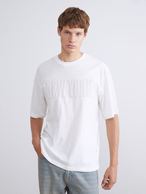 XSIDE Bisiklet Yaka New York Baskılı Penye Erkek Tişört - S5RN03Z8-R9J