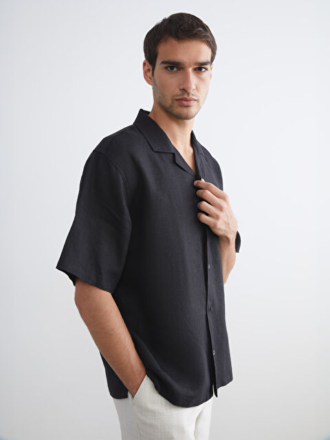 SOUTHBLUE Rahat Kalıp Resort Yaka Kısa Kollu %100 Keten Erkek Gömlek - S5RN17Z8-CVL