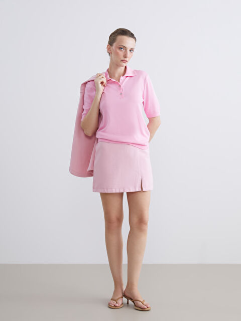 LCW Comfort Beli Lastikli Kadın Jean Şort Etek - S5RN33Z8-ZW0