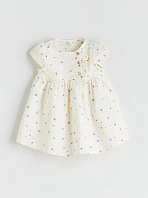 LCW baby Bisiklet Yaka Çiçekli Kız Bebek Elbise - S5RN48Z1-LRA