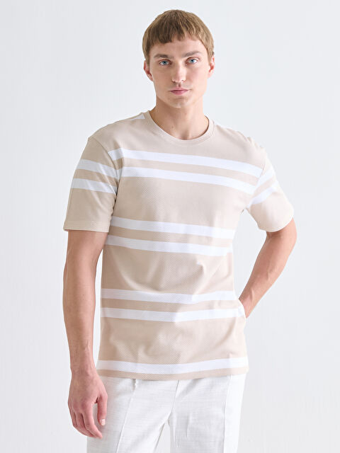 LCW Vision Bisiklet Yaka Çizgili Penye Erkek Tişört - S5RN66Z8-HZZ