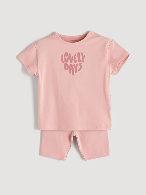 LCW baby Yazı Baskılı Kız Bebek Tişört ve Tayt 2'li - S5RO24Z1-FGV