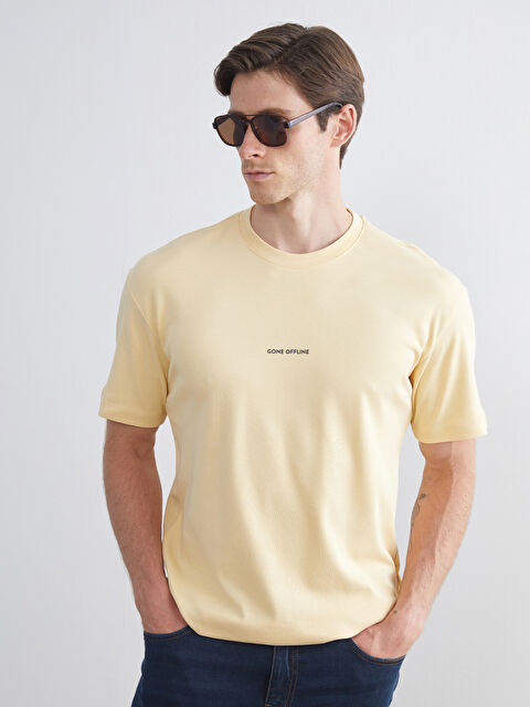 LC WAIKIKI Bisiklet Yaka Baskılı Penye Erkek Pijama Üst - S5RO25Z8-GAK