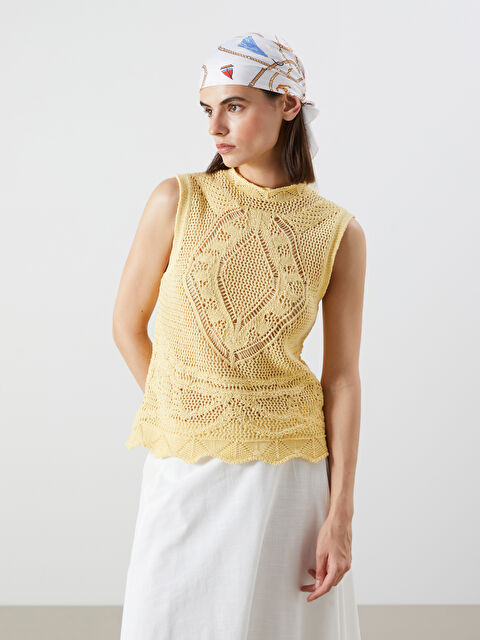 LCW Vision Dik Yaka Ajurlu Kadın Triko Atlet - S5RO46Z8-FPR