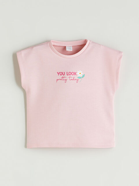 LCW Kids Bisiklet Yaka Baskılı Kız Çocuk Tişört - S5RO88Z1-G0G