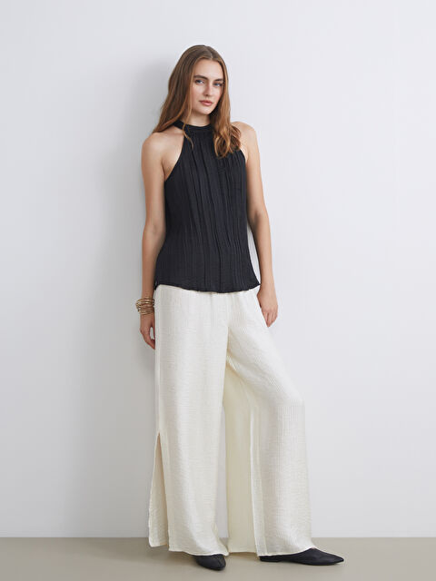 LCWAIKIKI Classic Elasticated Waist Textured Women's Trousers - S5RP01Z8-V9H