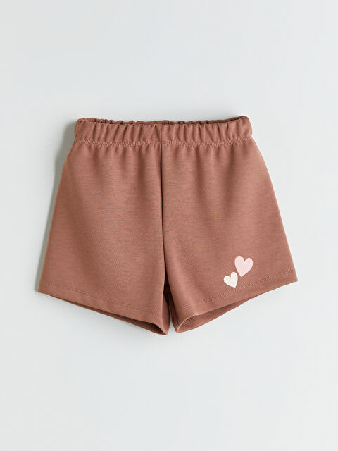 LCW Kids Elastic Waist Heart Printed Girls' Shorts - S5RP09Z1-H31