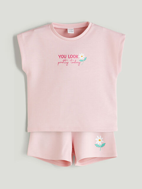 LCW Kids Baskılı Kız Çocuk Tişört ve Şort 2'li - S5RP10Z1-G0G