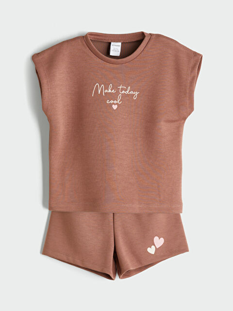 LCW Kids Baskılı Kız Çocuk Tişört ve Şort 2'li - S5RP10Z1-H31