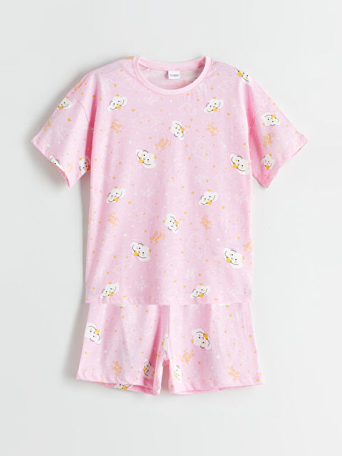 LCW Kids Bisiklet Yaka Kız Çocuk Şortlu Pijama Takımı - S5RP15Z4-LT9