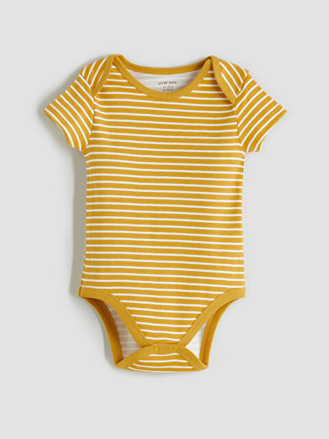 LCW baby Bisiklet Yaka Çizgili Erkek Bebek Çıtçıtlı Body - S5RP56Z1-LKH