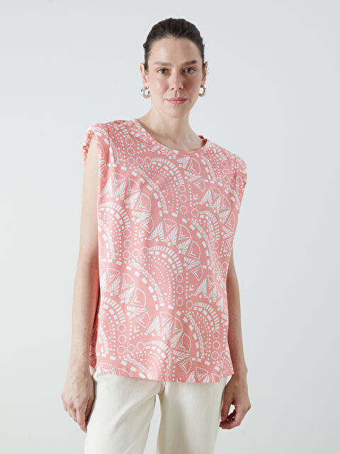 LCW Grace Bisiklet Yaka Desenli Bluz - S5RR04Z8-LR8