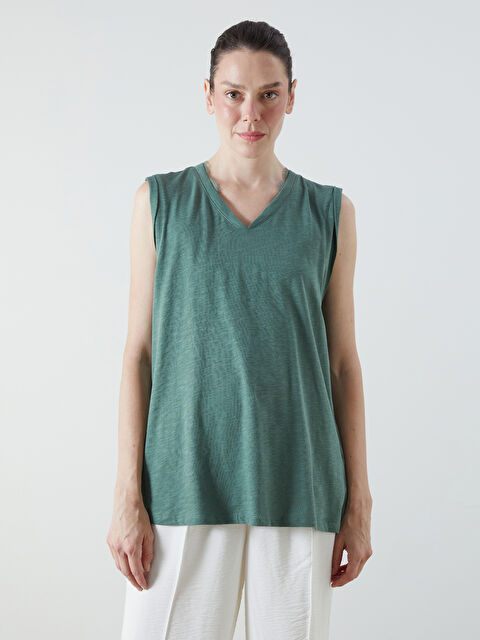 LCW Grace V Yaka Keten Görünümlü Bluz - S5RR05Z8-H6Z