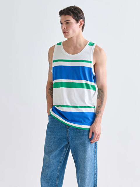 XSIDE Bisiklet Yaka Çizgili Erkek Kolsuz Tişört - S5RR27Z8-R9J