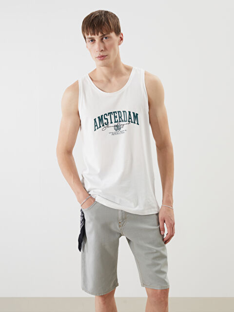 XSIDE Bisiklet Yaka Baskılı Erkek Kolsuz Tişört - S5RR36Z8-R9J