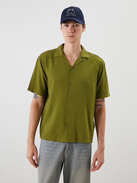 XSIDE Regular Fit Resort Yaka Kısa Kollu Erkek Gömlek - S5RR50Z8-J1Y