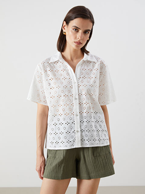 LCW Vision Openwork Oversize Women's Shirt - S5RR51Z8-R9J