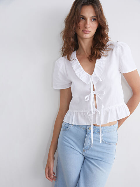 LCW Vision Fırfırlı V Yaka Bluz - S5RR52Z8-R9J