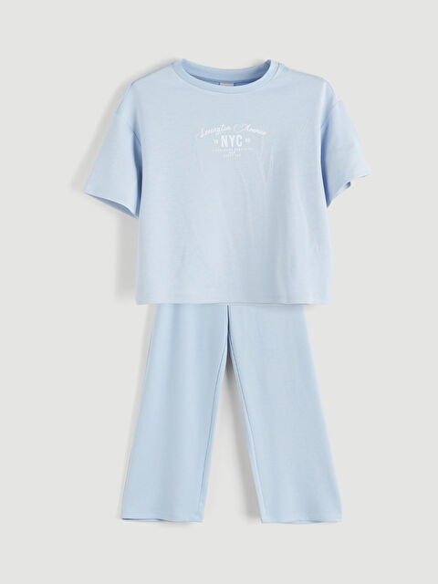 LCW Kids Bisiklet Yaka Kız Çocuk Tişört ve Pantolon - S5RS60Z4-FH0