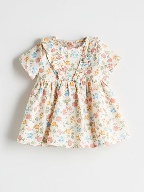 LCW baby Bisiklet Yaka Çiçekli Kız Bebek Elbise - S5RS61Z1-LRA