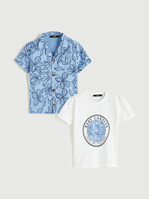 LCW Kids Baskılı Erkek Çocuk Gömlek ve Tişört 2'li - S5RS97Z1-LQQ