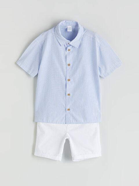 LCW Kids Çizgili Erkek Çocuk Gömlek ve Şort 2'li - S5RT39Z1-LQQ