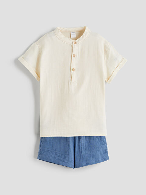 LCW baby Baskılı Erkek Bebek Gömlek ve Şort 2'li - S5RT54Z1-DEE